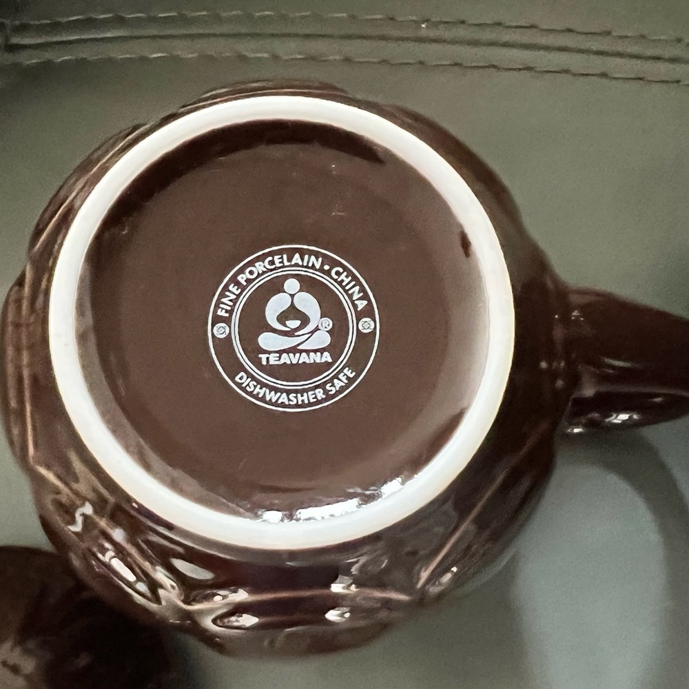 Vintage TEAVANA Brown MCM PORCELAIN 6pc TEA Coffee 8oz CUP MUG SET w/ Infusers - Picture 10 of 16